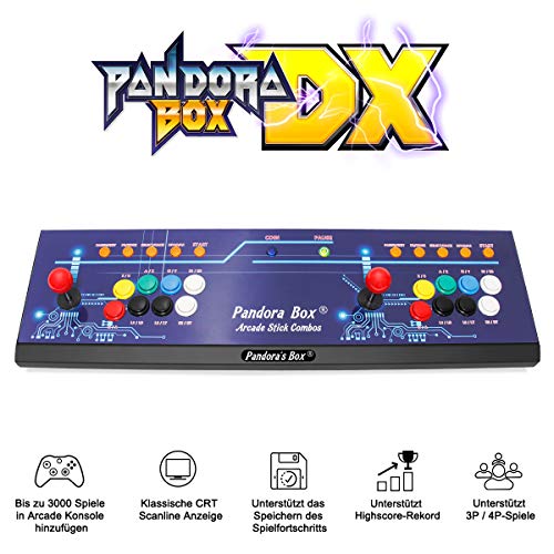 Wisamic Real Pandora 's Box DX Arcade - Consola de juego: compatible con juegos 3D con clasificación Full HD mejorada de CPU, soporte PS3 PC TV 2, no incluye juegos (8 teclas)