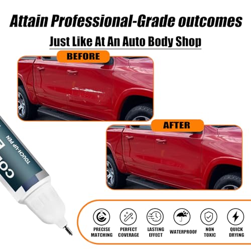 Image of (Flame Red PR4) Touch Up Paint Compatible with Dodge Ram, Car Paint Pen Scratch Repair Two-In-One Touch Up Paint, Premium Car Scratch Remover for Deep Scratches
