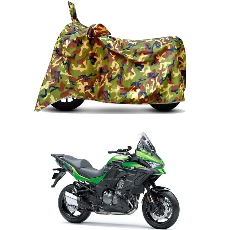 Image of Waterproof 100% PVC Coated Full Bike Scooty Two Wheeler Body Cover Compatible for KawasaZ650 /UV-Rays /Heat Protection /Birds Dropping /Scratchproof /Dust Proof /All Varients[6X6 Jungle Print]