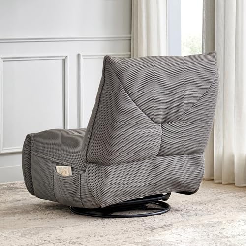 Image of Home Centre | Zeek Fabric 1 Seater Recliners with Mobile Holder | Recliner Sofa for Living Room | Solid Wood | Grey | 2 Year Warranty