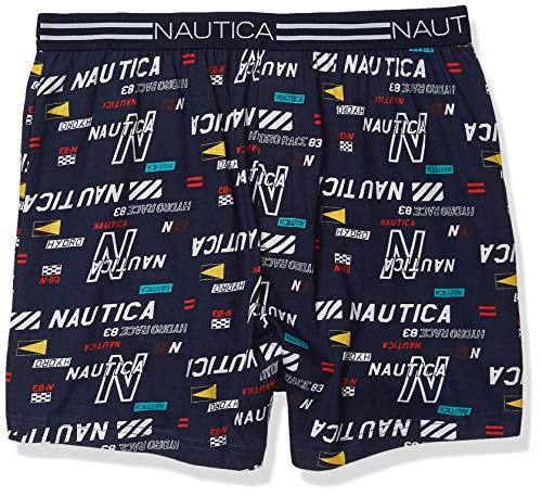 Nautica Men's Classic Cotton Loose Knit Boxer,Nautica Sport Print/Peacoat,Medium
