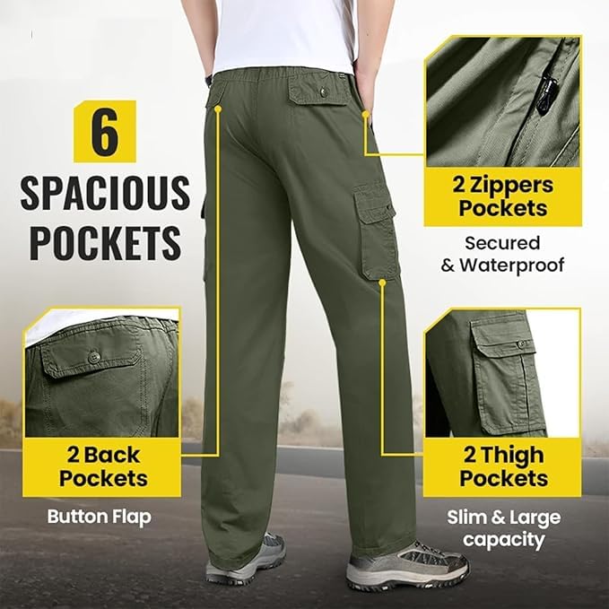 Adorlina Pants for Men,FlexRover - Ultra Comfort Multi-Pocket Durable Pants,Casual Pants Elastic Waist Drawstring4