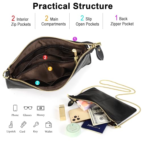 Image of YALUXE Genuine Leather Wristlet Handbags Purses Cell Phone Pocket Clutch Wallet Crossbody Bags for Women