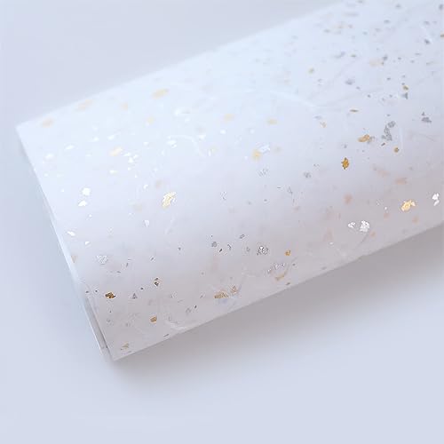 Miniatura 1 de Banxidi Papel de regalo coreano dorado y plateado, papel de regalo floral, 10 hojas de suministros para floristería, papel de regalo impermeable