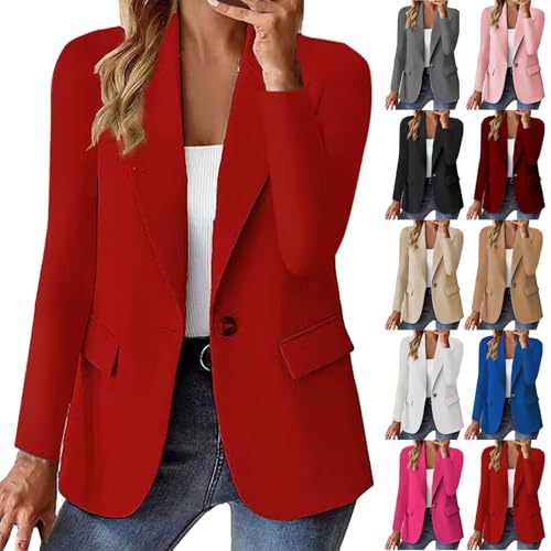 Blazers for Women 2025 Business Casual Trendy Jacket Plus Size Lightweight Oversized Cardigan Work Suit Professional Clothes sacos de Mujer para Vestir Elegantes Red