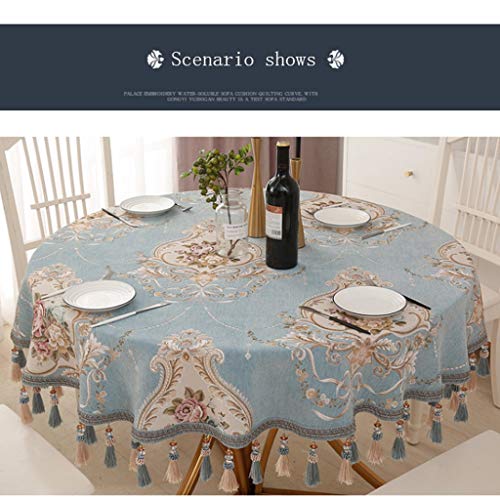 Nappe de table de cuisine ronde en chenille de luxe taille XL