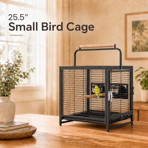 Yaheetech Vogelkäfig Reisevogelkäfig mit Handgriff Vogelvoliere Kleintierkäfig Vogelhaus mit 2 Sitzstangen