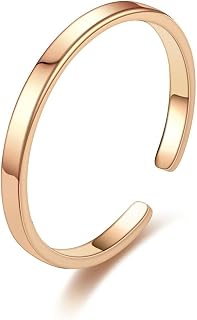 Wycian Ringar dam nickelfri, vigselring rostfritt stål roséguld storlek 57 (18,1) tunn öppen ring 2 mm anpassningsbar för kvinnor alla hjärtans dag