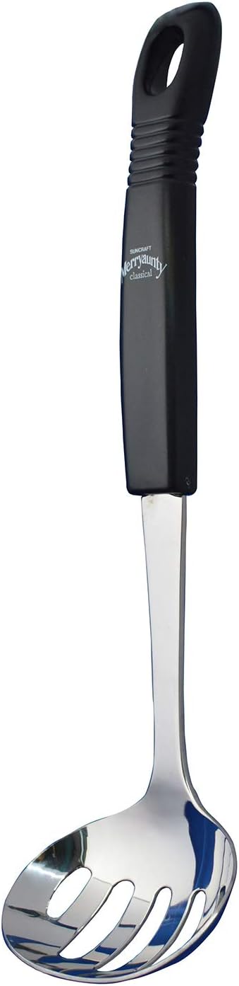 Suncraft MA-03 Melianty Bean Ladle, Slotted Stainless Steel, Small, Made in Japan, Black