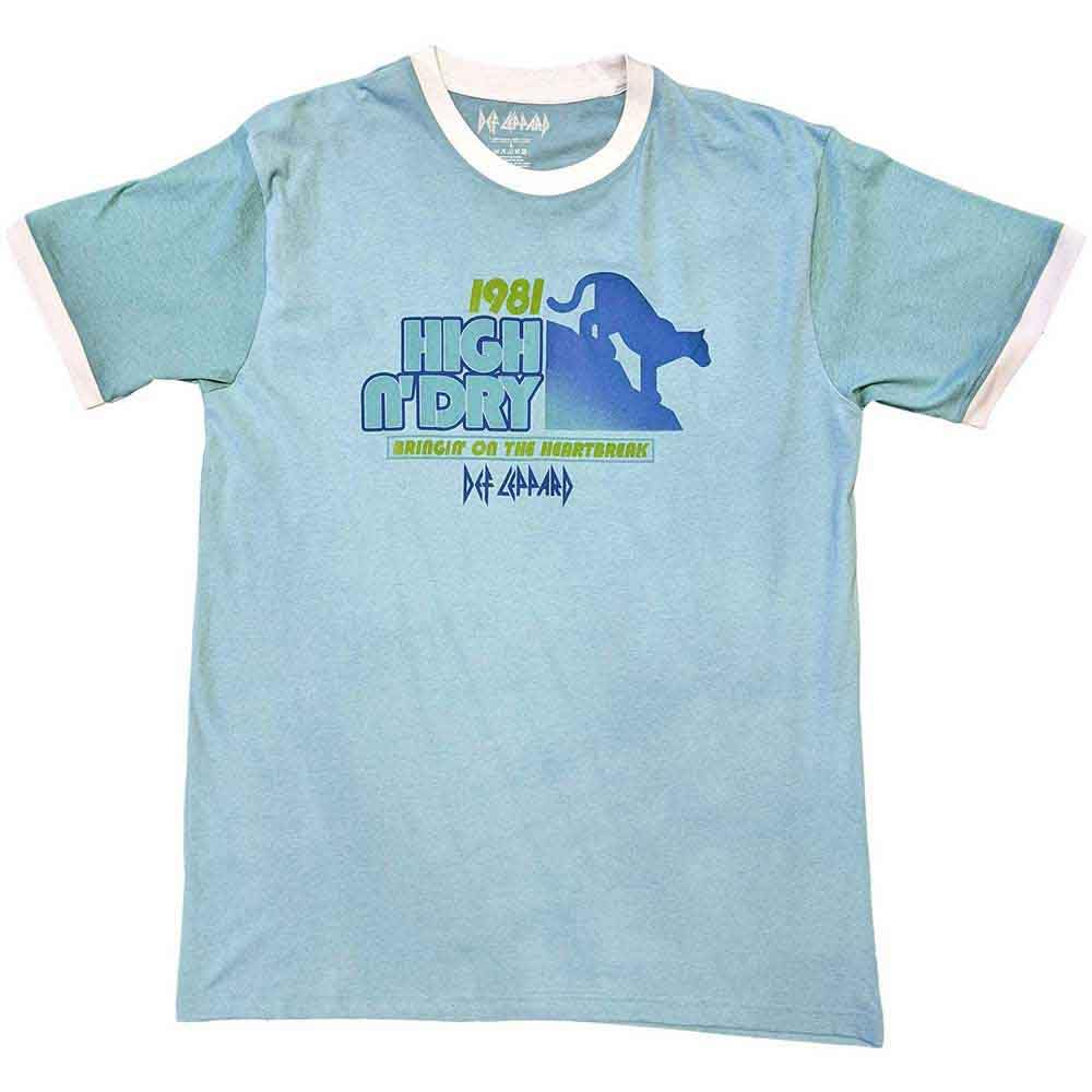 Def Leppard Ringer T Shirt High N Dry Band Logo Official Unisex XL Blue
