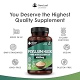 Fibre Supplement 4000mg Psyllium Husk with Acidophilus - High Strength - Natural Soluble Fiber Supplement from Plantago Ovata Seeds, 120 Psyllium Husks Capsules Vegan, UK Made by New Leaf - Image 4