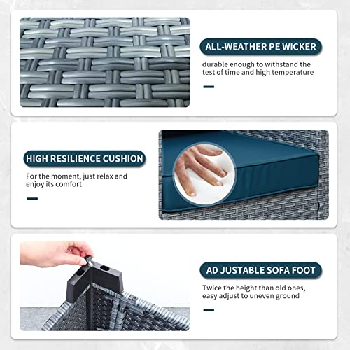 Lviden 6 Pieces Wicker Patio Furniture Sets Outdoor Conversation Set Pe Rattan Sectional Sofa Couch With Storage Table And Peacock Blue Cushions #TOP3