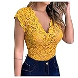 Women Casual V-Neck Sexy Sleeveless Bodysuit Lace Solid Slim Junior g2379 Yellow