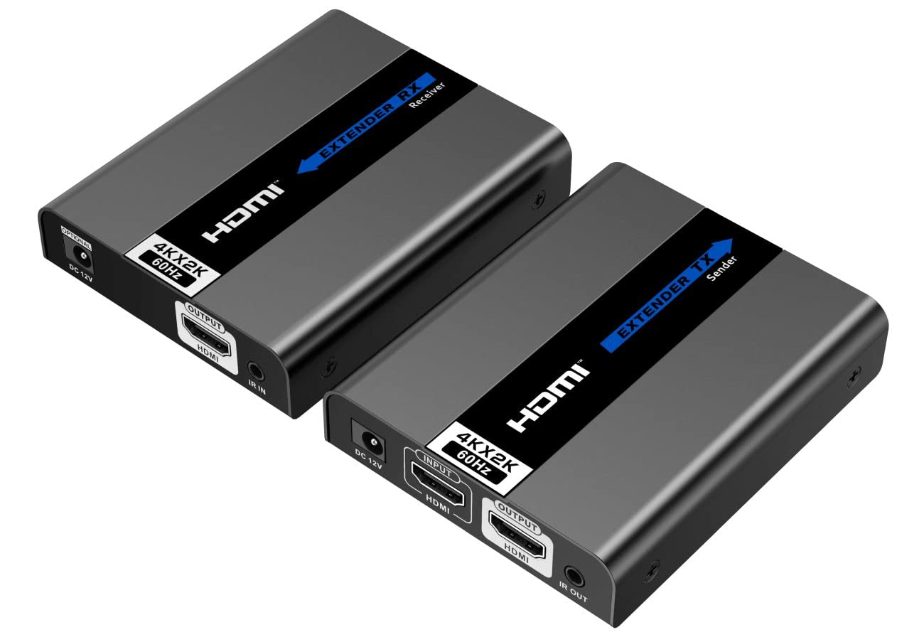 PremiumCord Extender 4K HDMI Fino a 50 m Via Cavo Patch Cat6 / Cat6a / Cat7, Alloggiamento in Metallo, Compatibile con 4K 2160p 60Hz, Full HD 1080p, Non compresso, Senza latenza