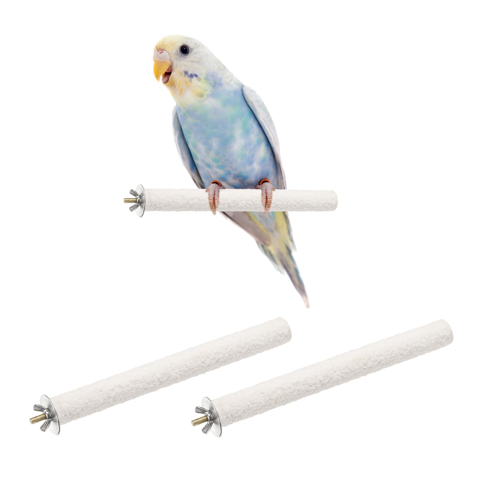 sourcing map Bird Perch Stand, Colorful Parrot Perch Paw Grinding Stick, Wood Rough-surfaced Perches 20 x 2 Cm, (White, 2 Pcs), Intended for Home/Animal Parks/Pet Stores