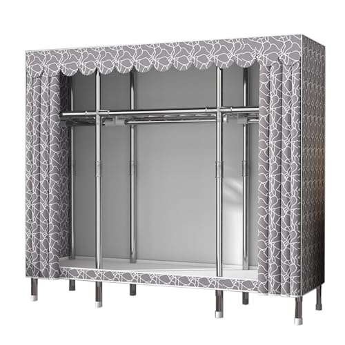 Armario plegable de lona para dormitorio, armario portátil de 145 x 45 x 170 cm, adecuado para el hogar, apartamento, dormitorio, gris