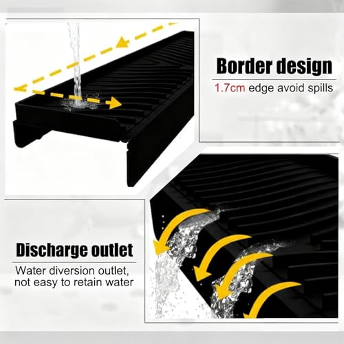Image of Silicone Sink Splash Guard for Kitchen Basin (20in X 7.4in), Cuttable Silicone Sink Edge Protector & Countertop Cover, Prevents Splashes, for Kitchen Counter (Black)