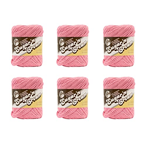 Lily Sugar'N Cream Yarn, 6 Pack, Rose Pink 6 Count