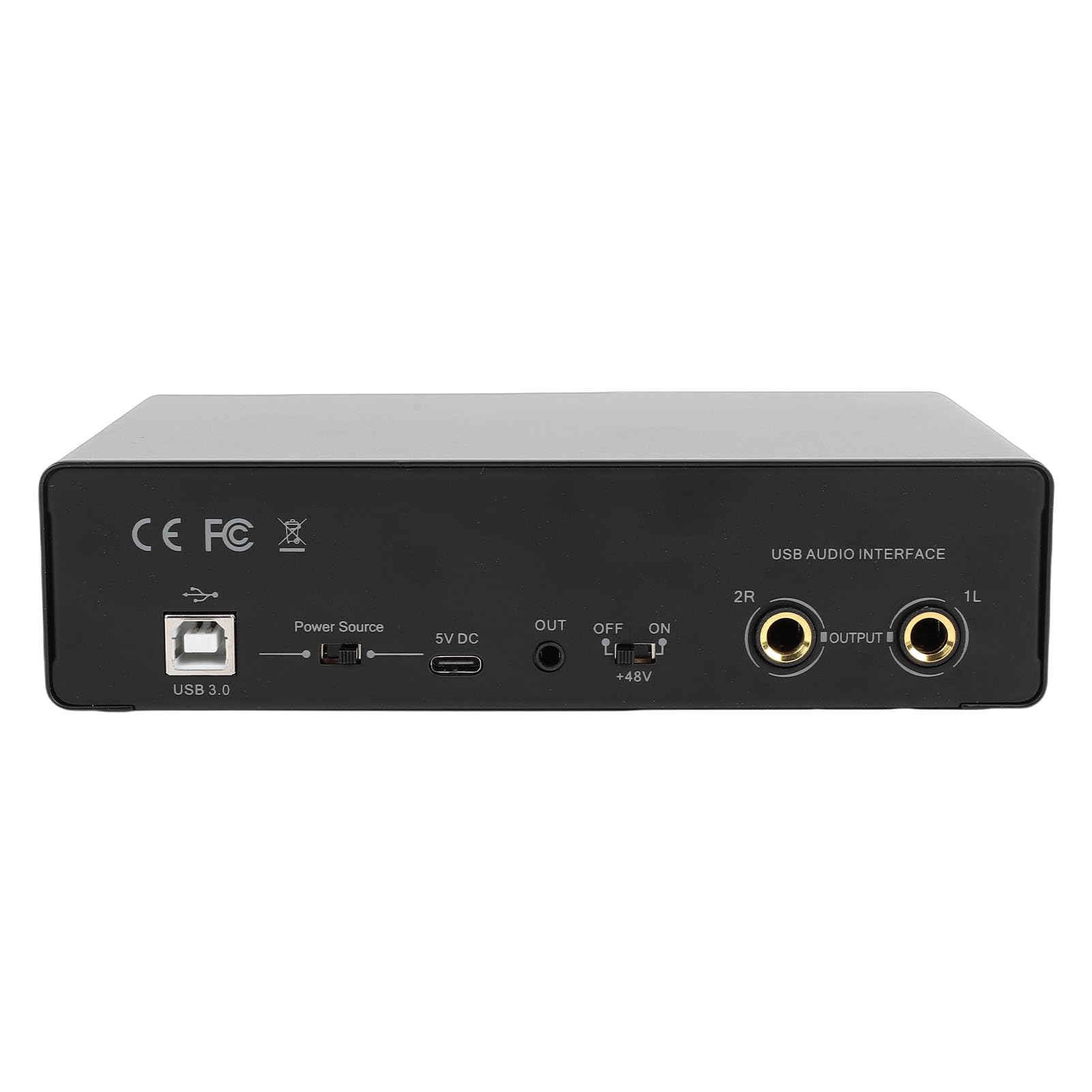 Jectse Interfaz de Audio USB C para Grabar Música, Entrada XLR de 24 Bits, 192 KHz, Fuente de Alimentación Fantasma de 48 V con Salidas de 2 X 1/4 pulg. (6,35 mm), para Grabar Podcasts en (blanco