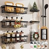 Veken Shower Caddy 6-Pack,Advanced Rustproof Design, No Drilling Adhesive Shelves, Rack with Soap Holder, Large Capacity Bathroom Organizers and Storage, Wall-Mounted Kitchen & Home Decor