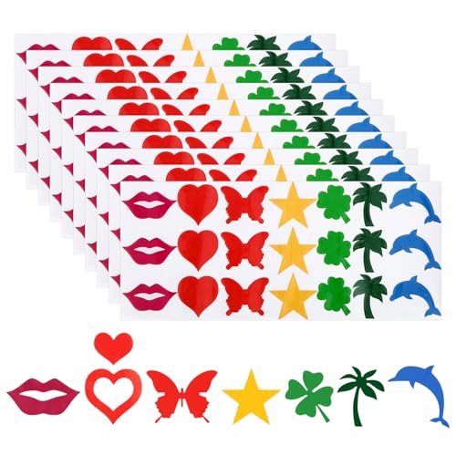 210pcs Tanning Sunbathing Stickers, Self-Adhesive Sunbathing Tan Sun Tattoo Sticker for Body Face Sunbed Decal Tanning Beds Heart Lip Star Butterfly Styles for Adults & Kids Summer Beach Accessories