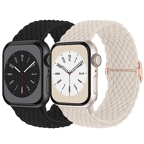 Image of Braided Solo Loop Compatible with Apple Watch Band 38mm 40mm 41mm 42mm 44mm 45mm 46mm 49mm Women Men, Adjustable Stretchy Bands Elastic Sport Strap for iWatch Series 11 10 9 8 7 6 5 4 3 2 SE Ultra 3 2