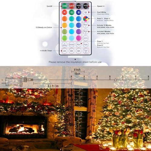 Voolex SSLX-Y(IC) Rgb Halloween Christmas Lights 200 Led 66Ft, Decorative Led Color Changing Lights With 24 Modes Remote Control - Waterproof Indoor Outdoor Led Christmas String Lights thumb #3