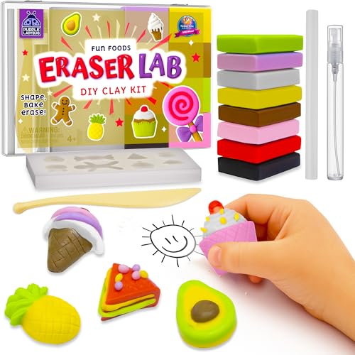 Eraser Lab Make Your Own Erasers for Kids - Fun Food Theme - Create Custom Erasers for Classroom & Crafting - 6 Year Old Girl Gifts, Birthday Gift for Ages 4 5 6 7 8 9 - Creative Educational Activity