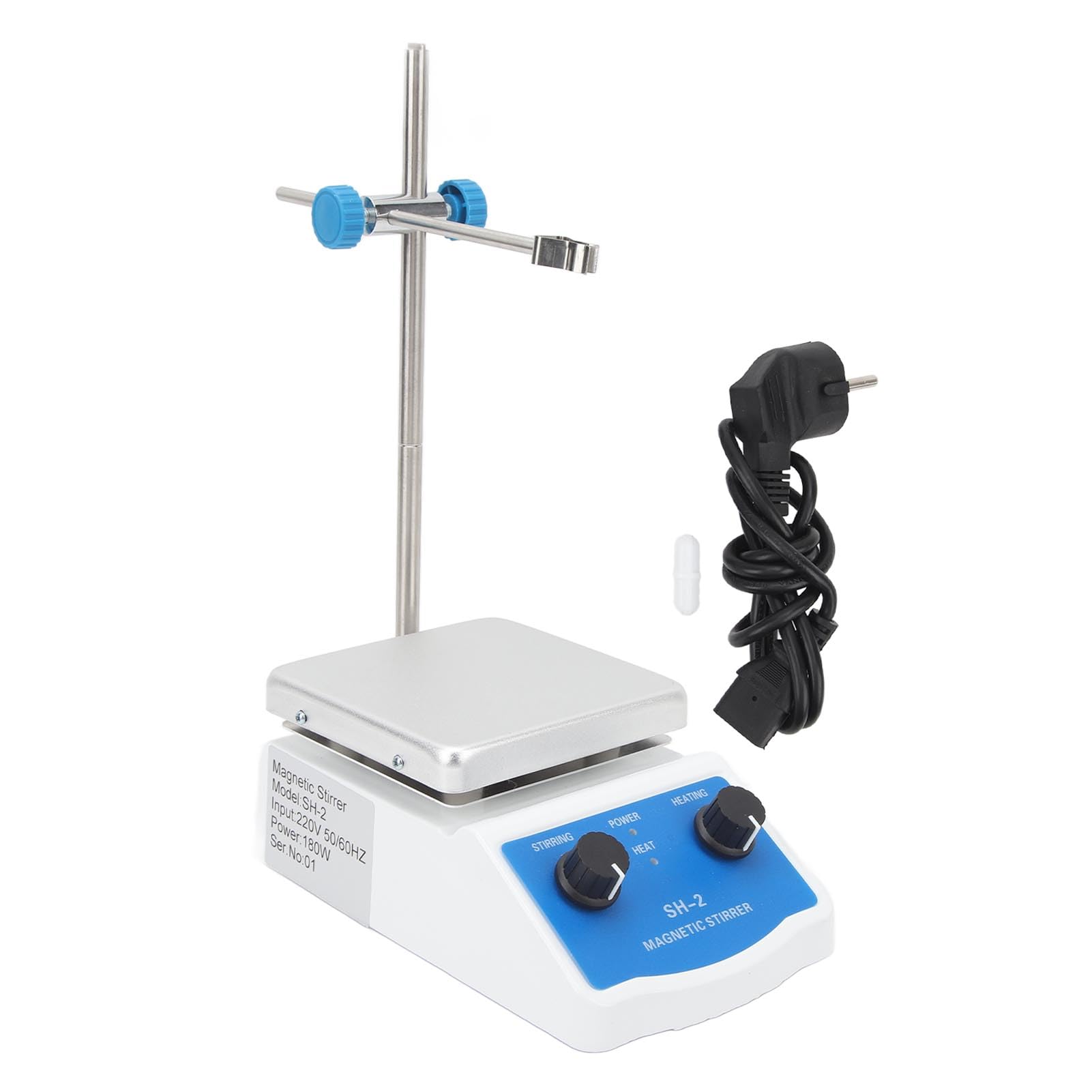 Magnetrührer Heizplattenmischer 2000 Ml Rührkapazität Laborrührer Heizplatte 180 W Maximal 662 ℉ 350 ℃ 100-1600 U/min Stufenlos Einstellbar für Labor (EU-Stecker 220 V)