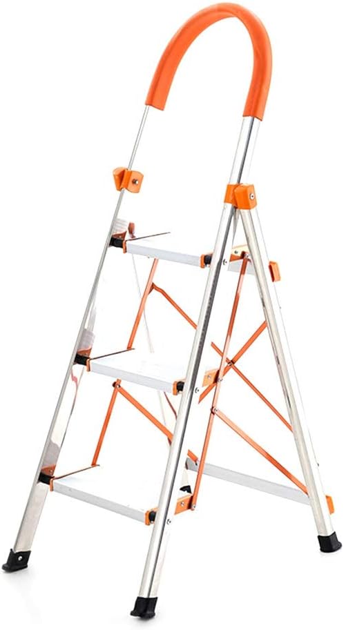 Step Stool Stainless Steel Three-Step Ladder, Outdoor Four-Step Ladder Convenience Store Stationery Store Cosmetics Store Stepladders Household Ladder/120Cm