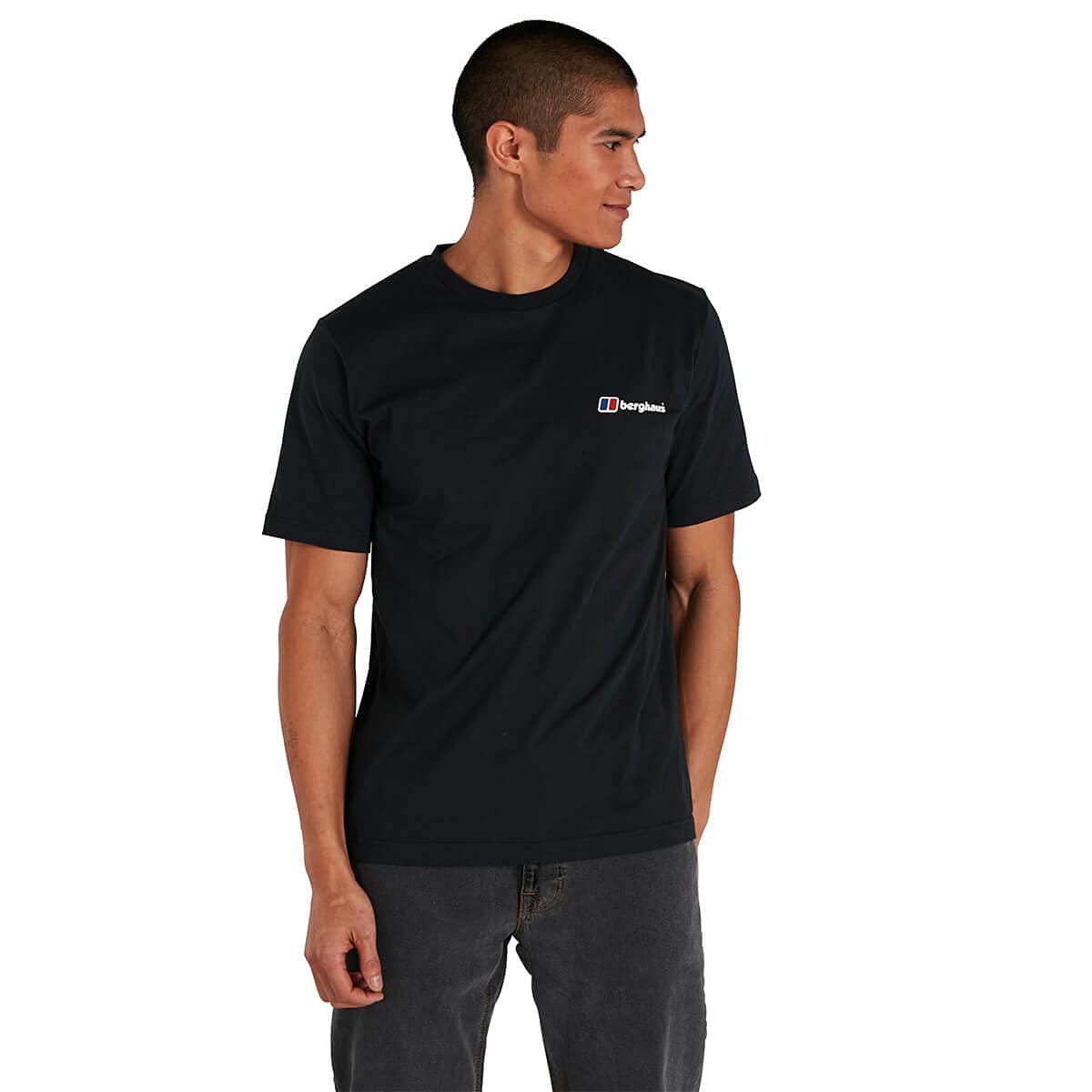 Berghaus Men's Front & Back Classic Logo T-Shirt | Pure Cotton Non-Technical T-Shirt, Black/Black, S