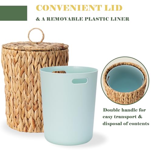 Caneca de Basura de Mimbre 3.5 gal con Tapa y Forro Removible miniatura 3