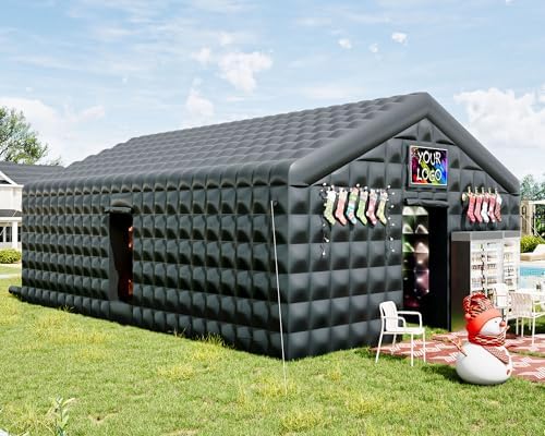 Albott 30x20x14 FT Large Inflatable Nightclub Tent for Adults, Black Portable Inflatable Night Club Gazebo with 2 Side Doors & Logo Area for Wedding, Birthday, Backyard Events