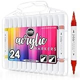 Loddie Doddie Acrylic Markers, 24 Unique Colors, Double-Ended Multi Surface Art Markers Set with Fine and Brush Tips, Portable Storage Case for DIY Projects, Crafts, and Decor (24)