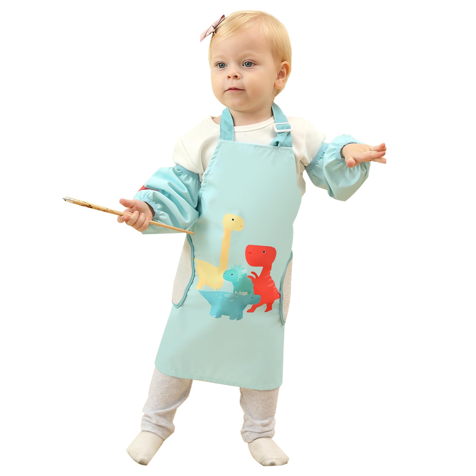 Kids Aprons for Girls Boys, Toddler Bibs Kids Cute Kitchen Cooking Apron for Ages 6-12, Waterproof Stain Proof Smocks for Baking Painting Bibs