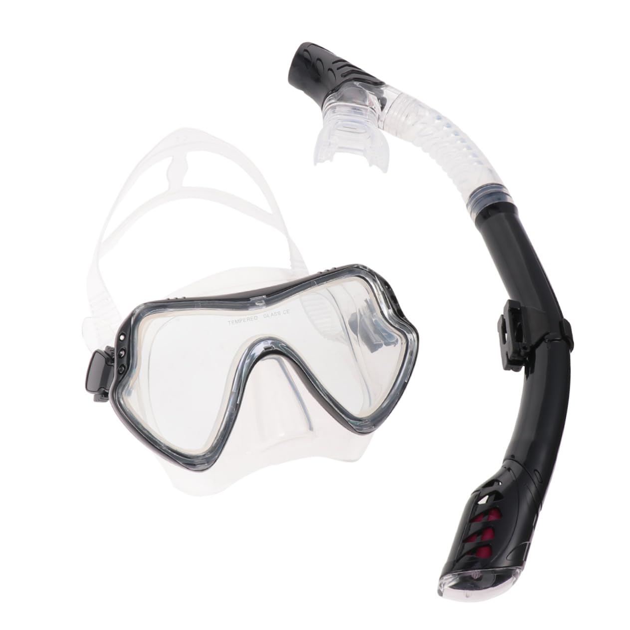 Set Maschera Snorkeling in Silicone Nero per Uomini e Donne | Valvola di Drenaggio Unidirezionale, Sgancio Rapido, Adatto anche Nuoto