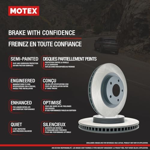 MOTEX Front Disc Brake Kit with Ceramic Pads for 2009-2019 Toyota Corolla, 2009-2013 Matrix, 2008-2014 Scion xD, 2009-2010 Pontiac Vibe (with 275mm Rotor) - 3
