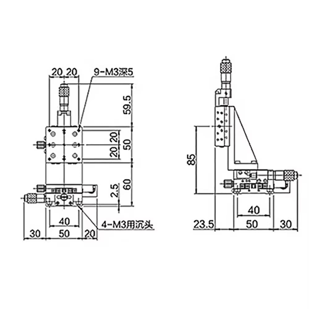 Piattaforma di microposizionamento ad Alta precisione LDV50-LM-C2, con Sollevamento Verticale, per Un Controllo preciso del Movimento in Applicazioni di Laboratorio e industriali.