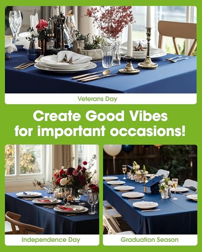 Image of Pureegg Plastic Table Cloth Disposable 20 Pack, 54 x 108 Inch Table Cloths, Graduation Decorations Class of 2026, Graduation Party, Tablecloths, Rectangle, Plastic Cover, Leakproof & Sturdy, Navy Blue