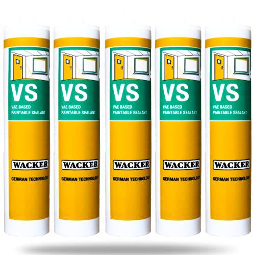 Image of Buildingshop.in Wacker White Silicone Sealant (PACK OF 5) (10.1 oz Tube) For Waterproofing Windows, Aquarium, Tiles, Kitchen Also For Bonding Gel Gun (Wacker VS, White)