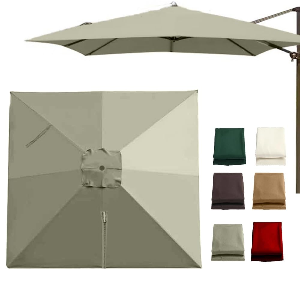 YUZGUHEY 10'x10' Cantilever Patio Umbrella Replacement Fabric 8 Ribs Square Yard Canopy Anti-UV Market Backyard Parasol Cover Cloth(Taupe)