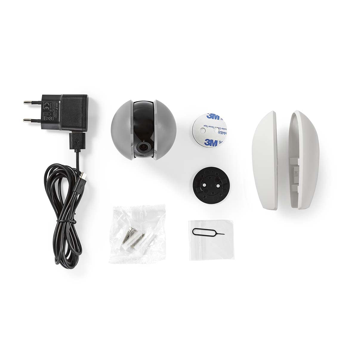 NEDIS Cámara de Interior SmartLife | Wi-Fi | Full HD 1080p | Inclinación | Almacenamiento en la Nube (Opcional) / microSD (no incluida) | Visión Nocturna | Androidâ„¢ / iOS | Blanco/Gris Oscuro