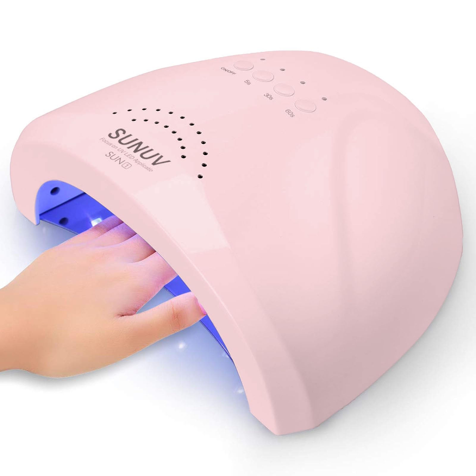 SUNUV 48W UV Light for Gel Nails, UV LED Nail Lamp for Gel Polish with 3 Timer Settings Professional UV Nail Dryer Nail Art Tools Auto Sensor SUNone Pink