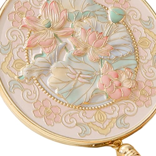 Miroir de maquillage pliable rose compact double face métal - 3