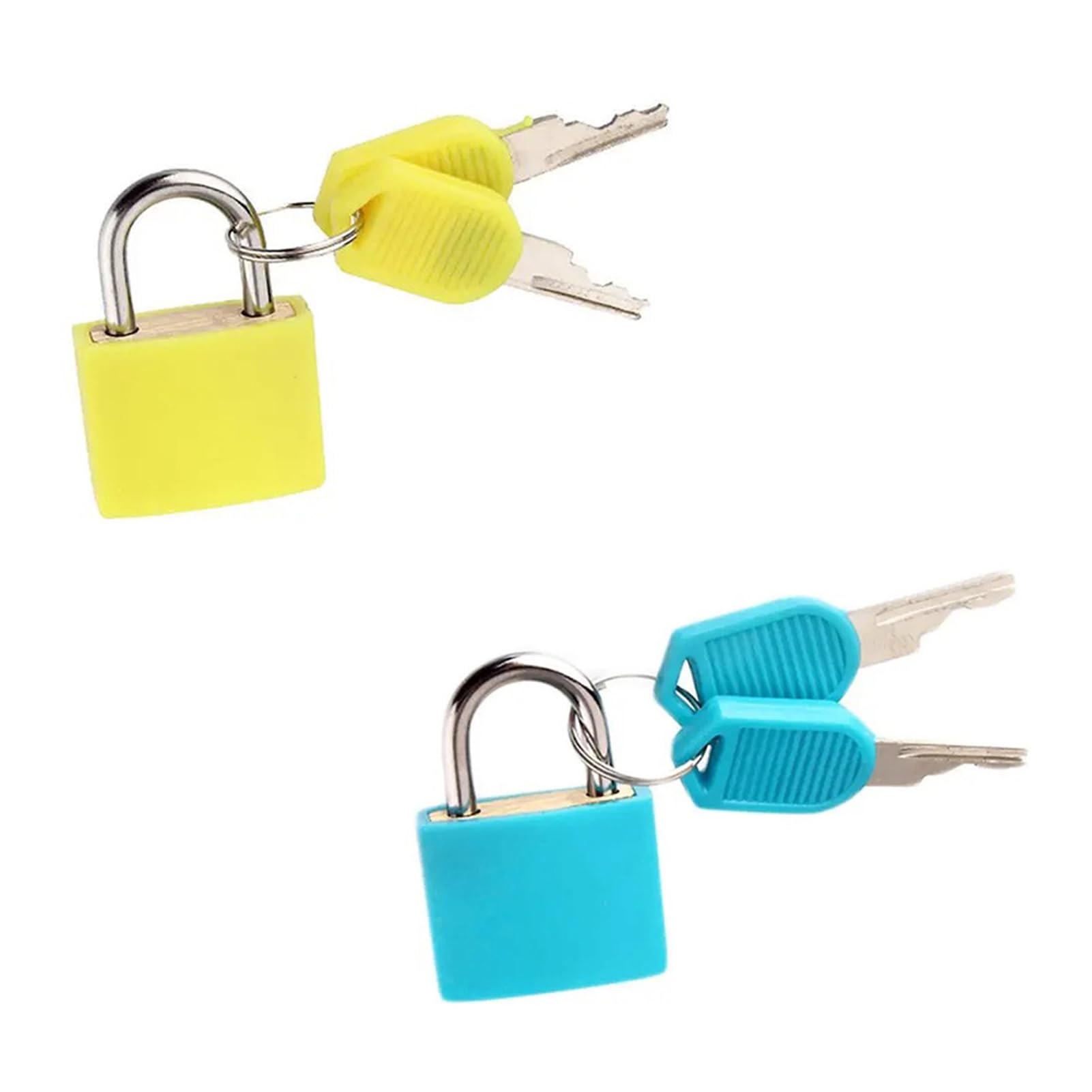 Lansonee 2 Pcs Luggage Lock with Key,Mini Padlock Luggage Lock Gym Locker Bag Backpack-Sky Blue+Yellow