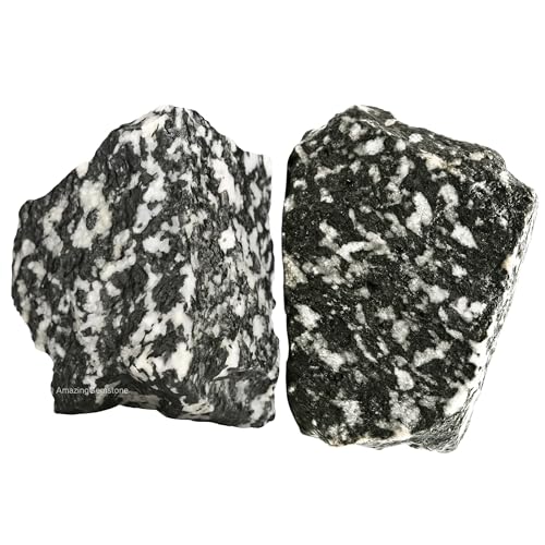 Image of Amazing Gemstone Black & White Tourmaline Raw Crystals and Healing Stones, Natural Rocks for Tumbling - DIY Raw Stones and Crystals, 2 Pieces