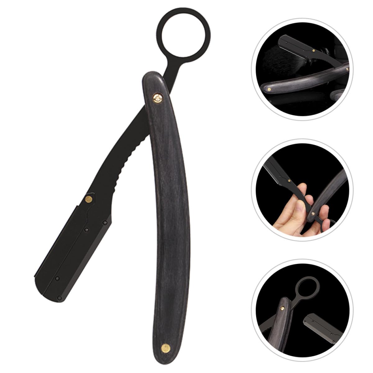 Mobestech Manual Folding Razor Holder for Beard Trimmer and Barber Straight Razor, Black Compact Storage Stand for Men's Shaving and Grooming Tools