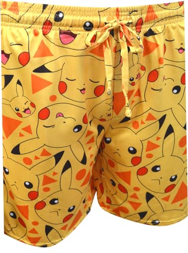 Mad Engine Mens Pokemon Pikachu Many Pika Faces Long Sleep Shorts2