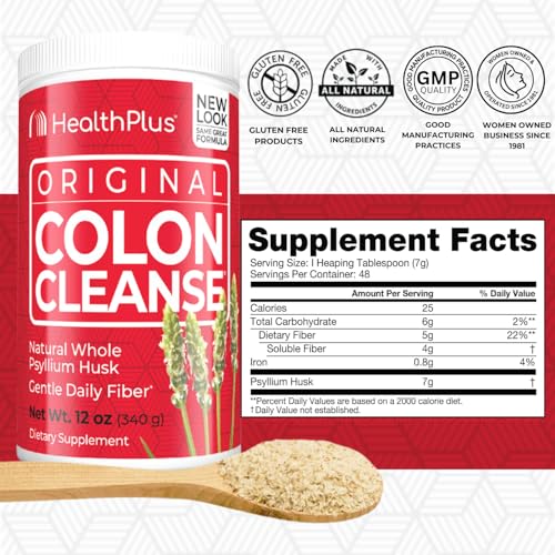 Health Plus Original Colon Cleanse, 12 oz powder, 48 Servings - Natural Detox, Digestive Constipation Relief, Daily Fiber, contains Psyllium Husk - Image 3