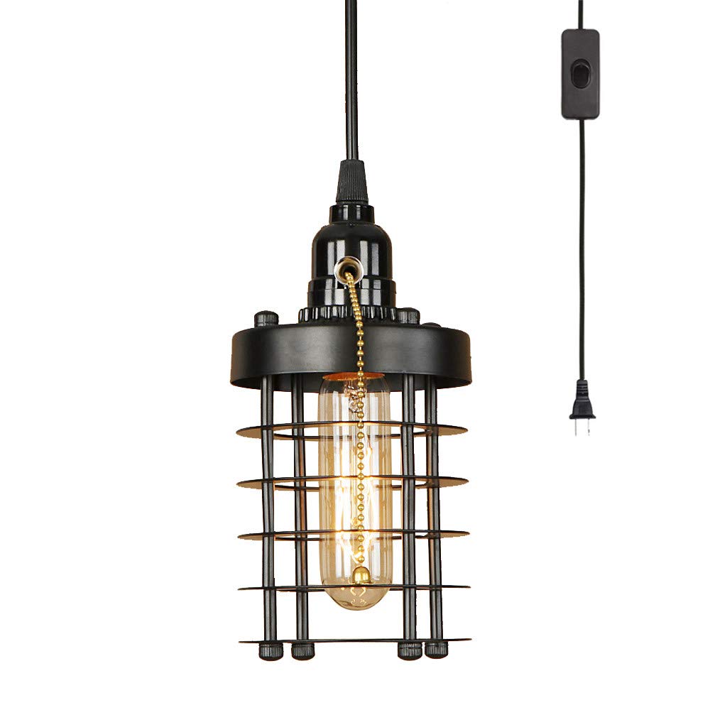 Buy EFINEHOME 1 Light Hanging Swag Lamp with Plug in 15 Ft Cord On/Off